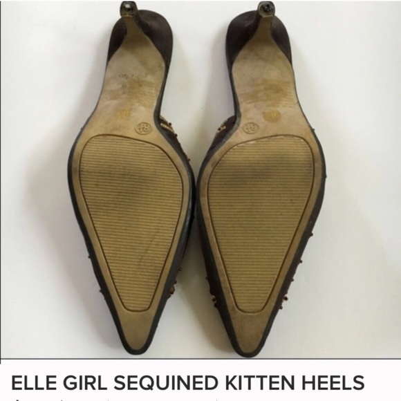 ELLE GIRL Brown Beaded Sequined Pumps - Picture 5 of 8